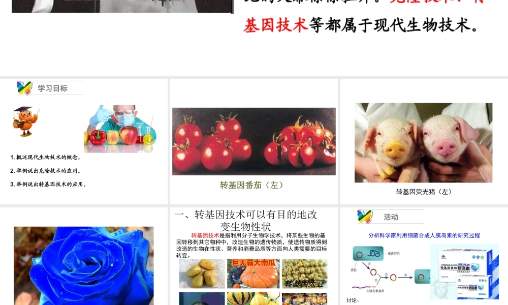 八年级生物下册 25.2《现代生物技术》课件 （新版）北师大版-（新版）北师大版初中八年级下册生物课件