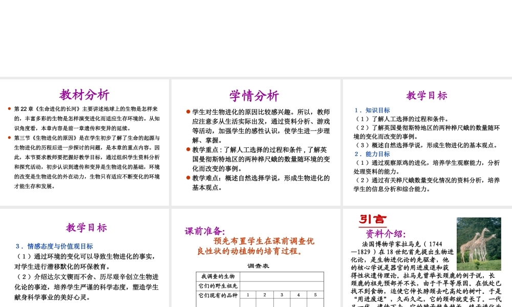 八年级生物下册 22.3《生物进化的原因》课件 苏科版