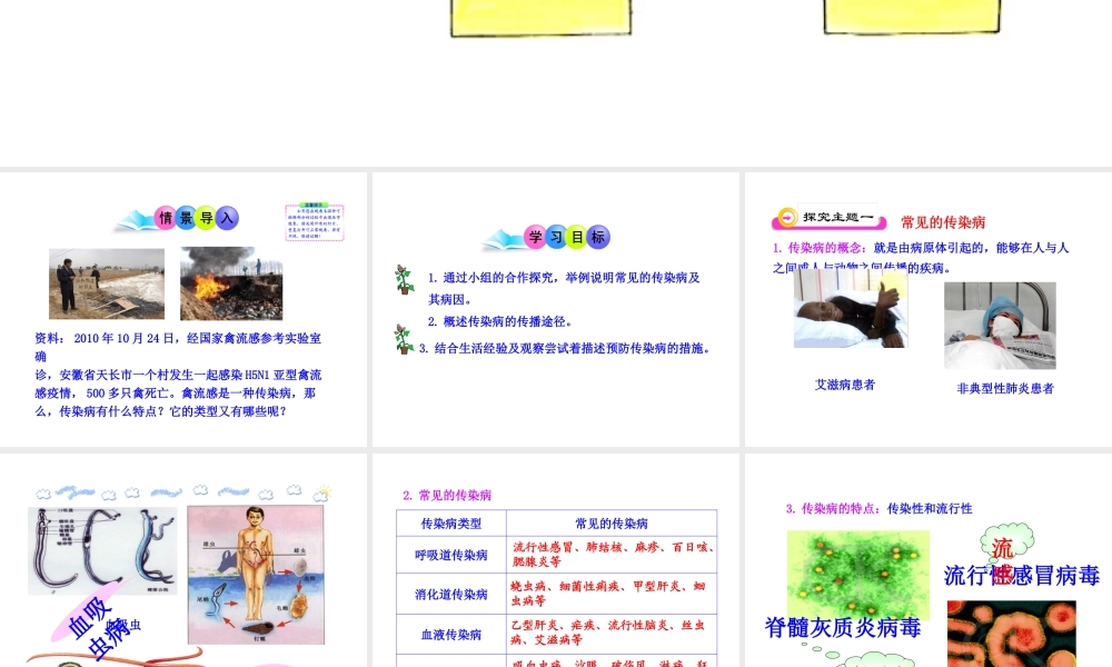 八年级生物下册 第18章 疾病与免疫 第一节 传染病课件 苏教版