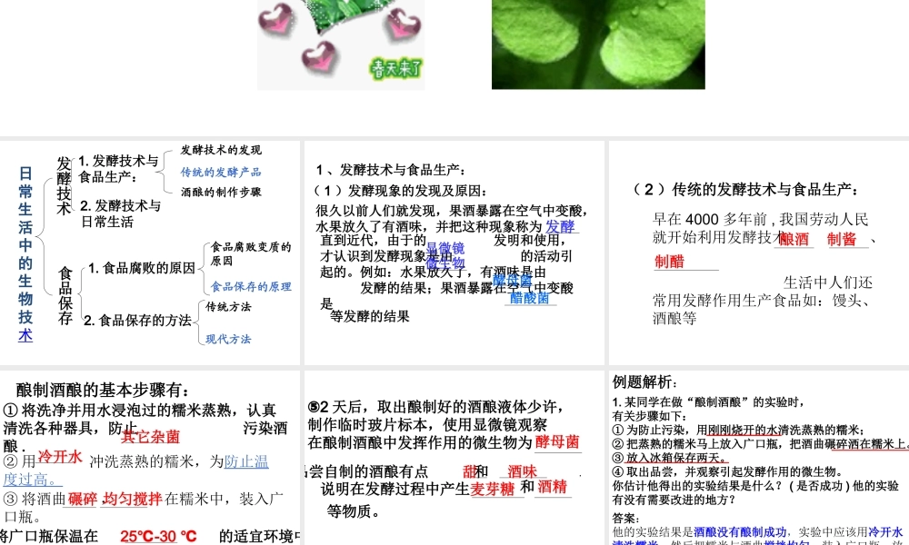 八年级生物下册 第20章《日常生活中的生物技术》课件 苏教版