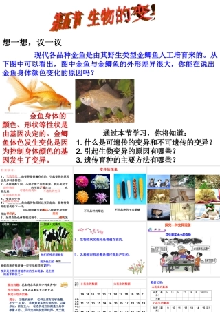 八年级生物下册 第八单元 第22章 第五节 生物的变异课件 （新版）苏教版