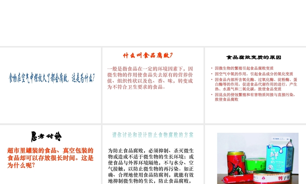 八年级生物下册 第20章第2节《食品保存》课件 苏教版