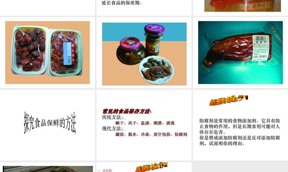 八年级生物下册 第20章第2节《食品保存》课件 苏教版