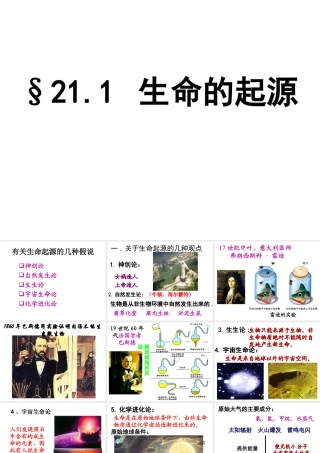 八年级生物下册 第21章 第1节 生命的起源课件 苏科版