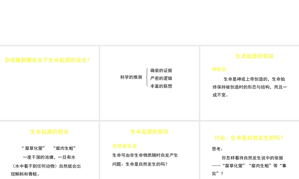 八年级生物下册 第21章 第1节 生命的起源课件1 北师大版-北师大级下册生物课件