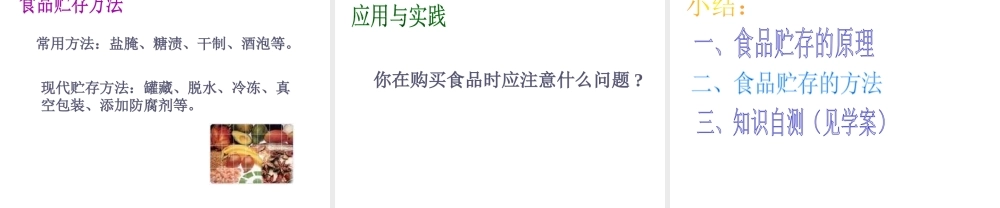 八年级生物下册 7.1.2《食品贮存》课件 济南版