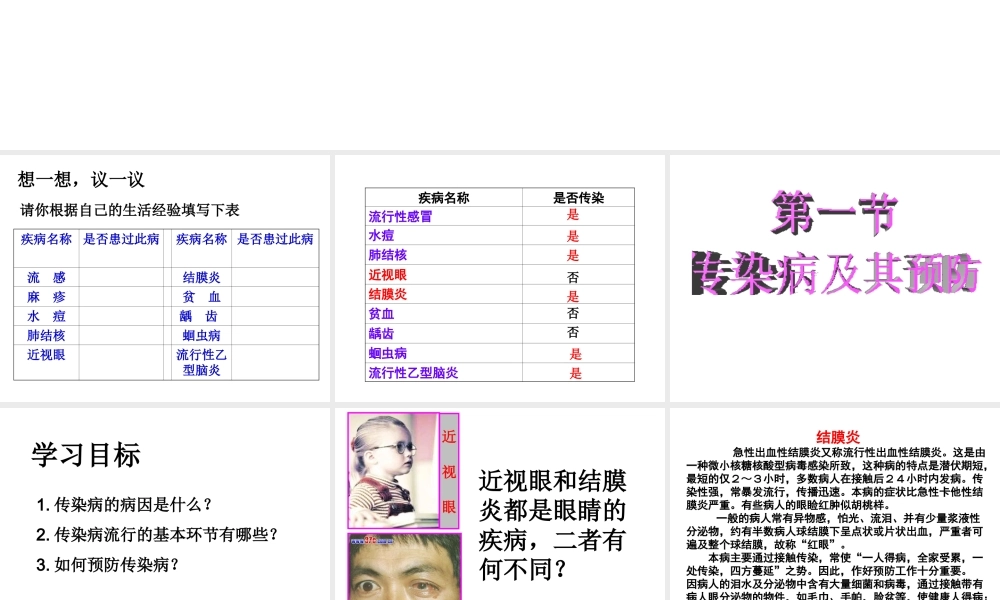 八年级生物下册 8.1.1 传染病及其预防课件 新人教版-新人教级下册生物课件