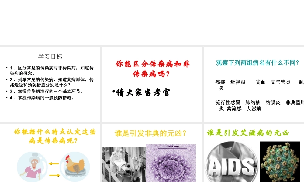 八年级生物下册 8.1.1 传染病及其预防课件1 新人教版