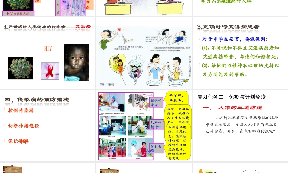 八年级生物下册 第八单元 第一章 传染病及免疫复习课件 （新版）新人教版-（新版）新人教级下册生物课件