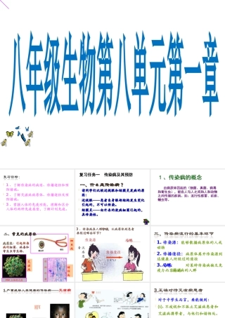 八年级生物下册 第八单元 第一章 传染病及免疫复习课件 （新版）新人教版-（新版）新人教级下册生物课件