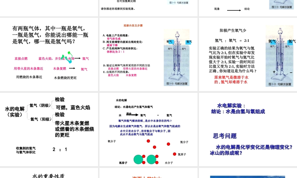 八年级科学上册 《水的组成》授课课件 浙教版