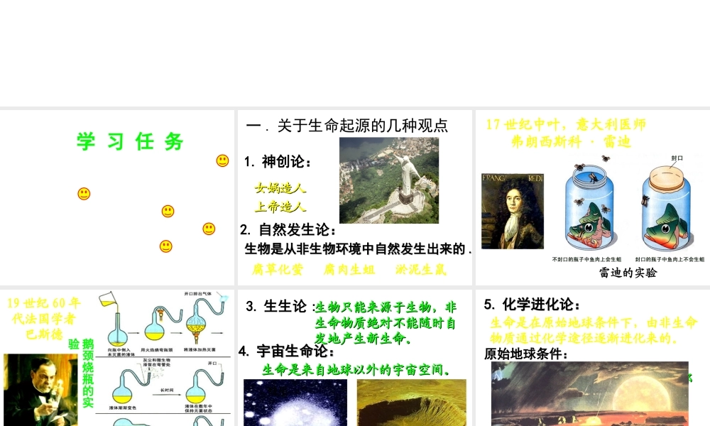 八年级生物下册 第21章 第一节 生命的起源课件2 （新版）北师大版