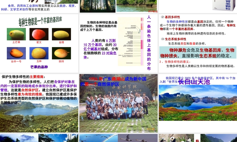 八年级生物下册 第7单元 第3章 第3节 保护生物多样性课件 （新版）冀教版-（新版）冀教版初中八年级下册生物课件