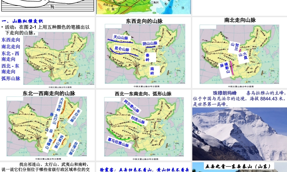 八年级的地理上册 第二章 第一节 中国的地形课件 湘教版
