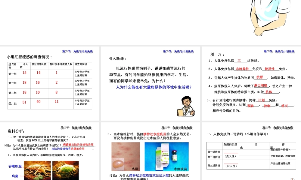 八年级生物下册 第八单元 第一章 第2节 免疫与计划免疫课件 新人教版