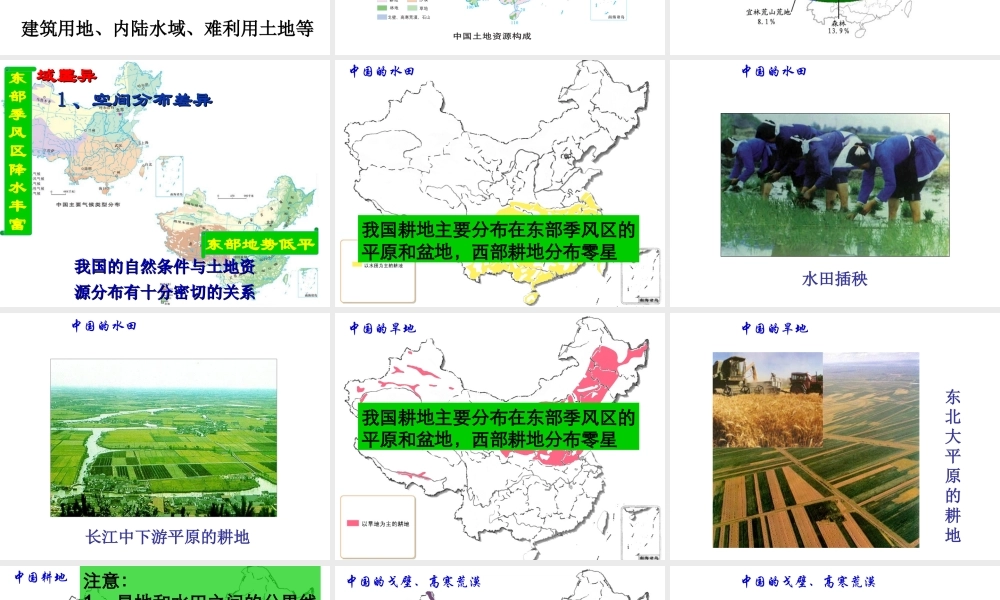 八年级的地理上册 第三章 第二节 中国的土地资源课件 湘教版