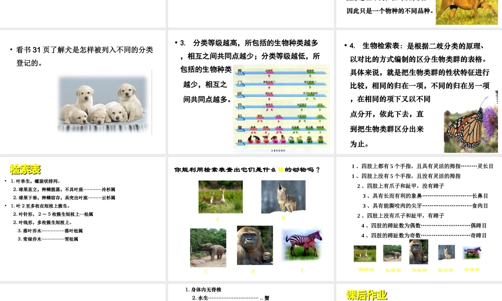 八年级生物下册 第22章 第1节《生物的分类》课件 （新版）北师大版