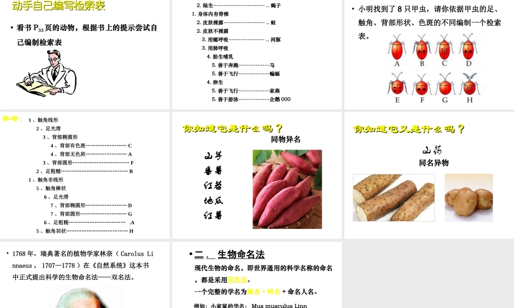 八年级生物下册 第22章 第1节《生物的分类》课件 （新版）北师大版