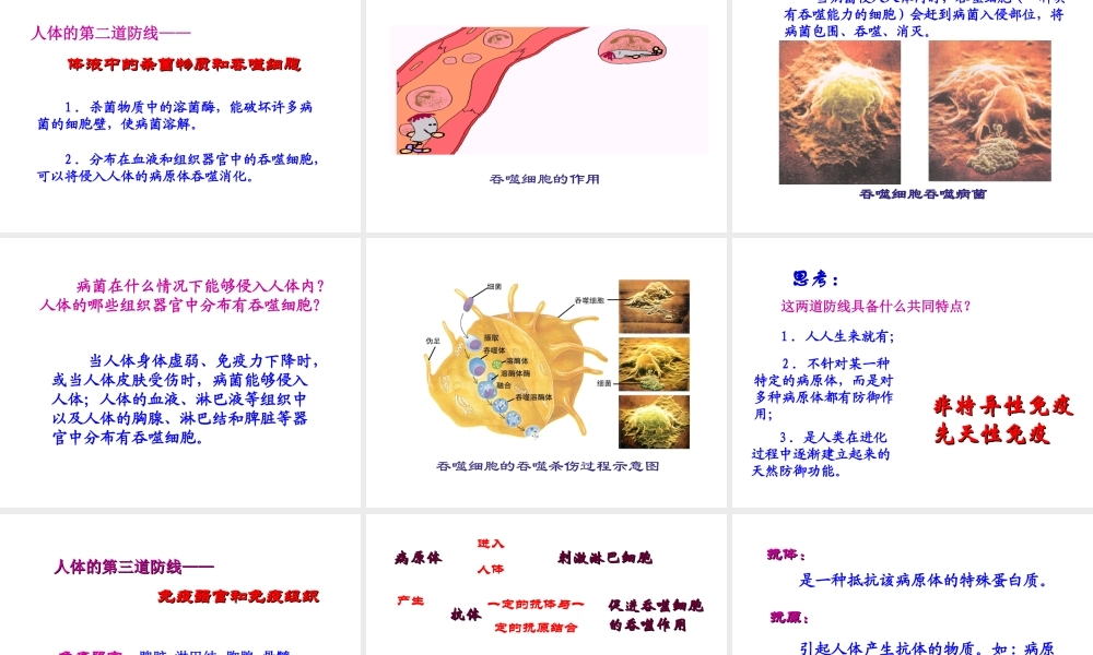 八年级生物下册 第八单元 第一章 第二节 免疫与计划免疫课件 （新版）新人教版