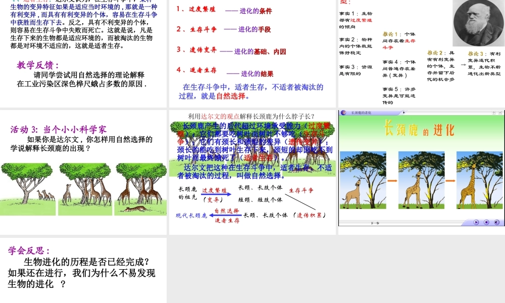 八年级生物下册 第7单元 第3章 第3节《生物进化的原因》课件 新人教版-新人教版初中八年级下册生物课件