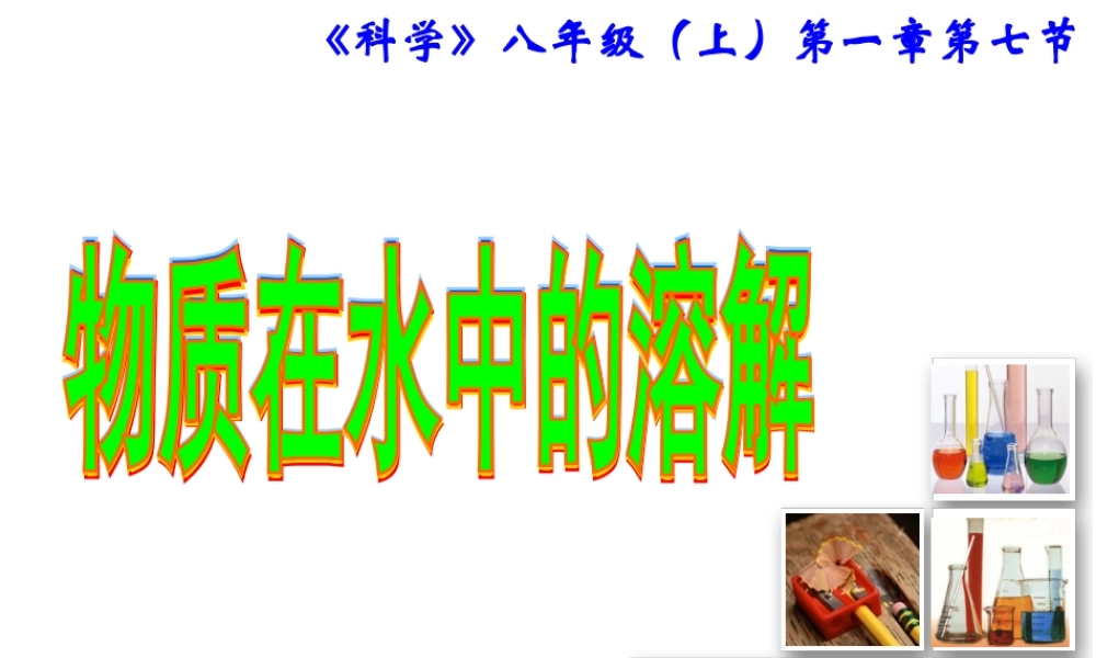 八年级科学上册  第一章第七节 物质在水中的溶解课件 浙教版