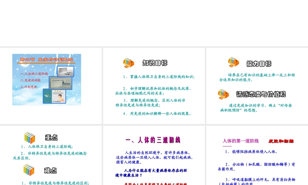八年级生物下册 第八单元 第一章 第二节 免疫与计划免疫课件1 新人教版