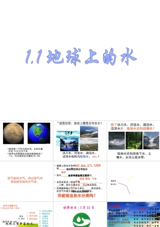 八年级科学上册 1.1 地球上的水课件 浙教版-浙教版初中八年级上册自然科学课件