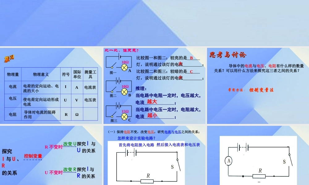 八年级科学上册 4.6 电流与电压、电阻的关系课件3 浙教版-浙教版初中八年级上册自然科学课件