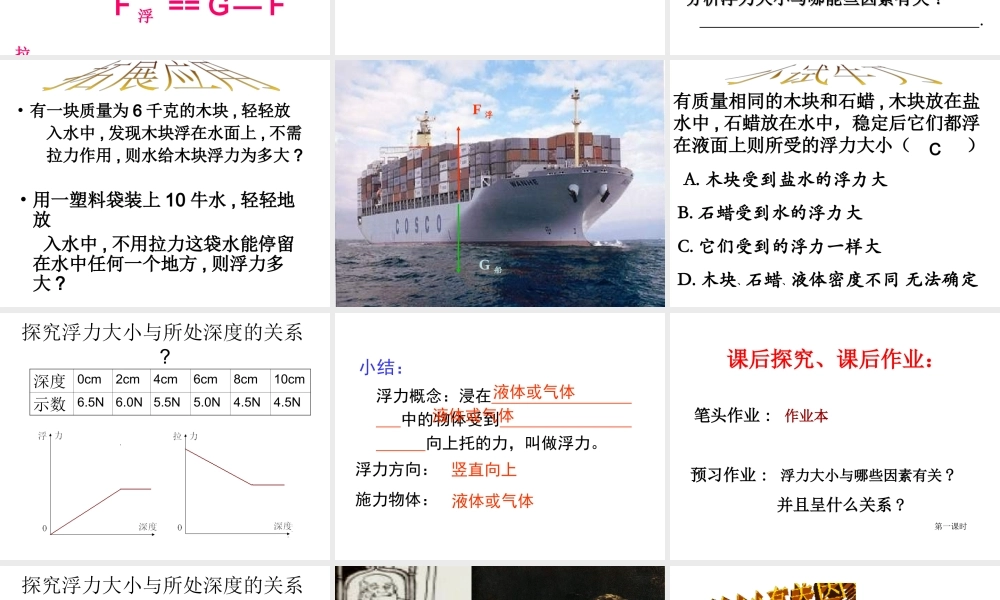 八年级科学上册 1.3 水的浮力课件 浙教版