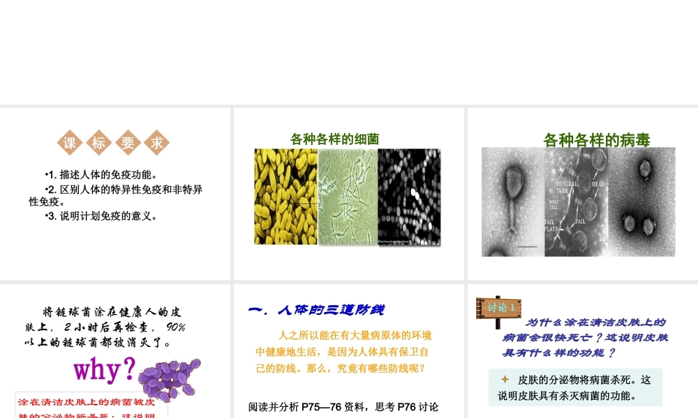 八年级生物下册 第八单元 第一章 第二节 免疫与计划免疫课件4 新人教版