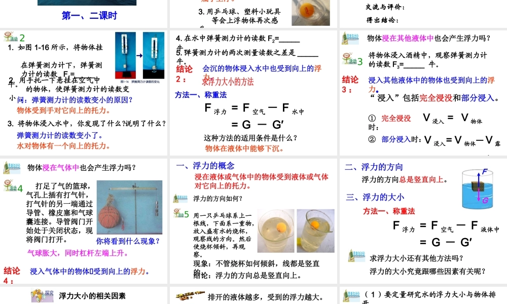 八年级科学上册 1.3 水的浮力课件2 浙教版-浙教版初中八年级上册自然科学课件