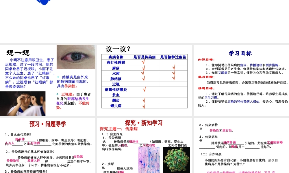 八年级生物下册 第八单元 第一章 第一节 传染病及其预防精品课件1 新人教版-新人教版初中八年级下册生物课件