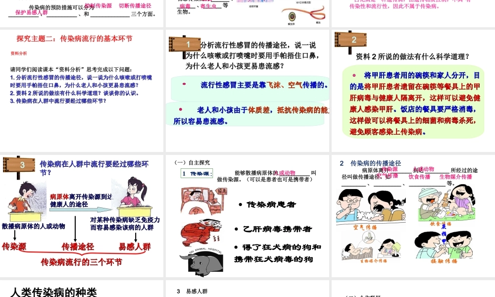 八年级生物下册 第八单元 第一章 第一节 传染病及其预防精品课件1 新人教版-新人教级下册生物课件