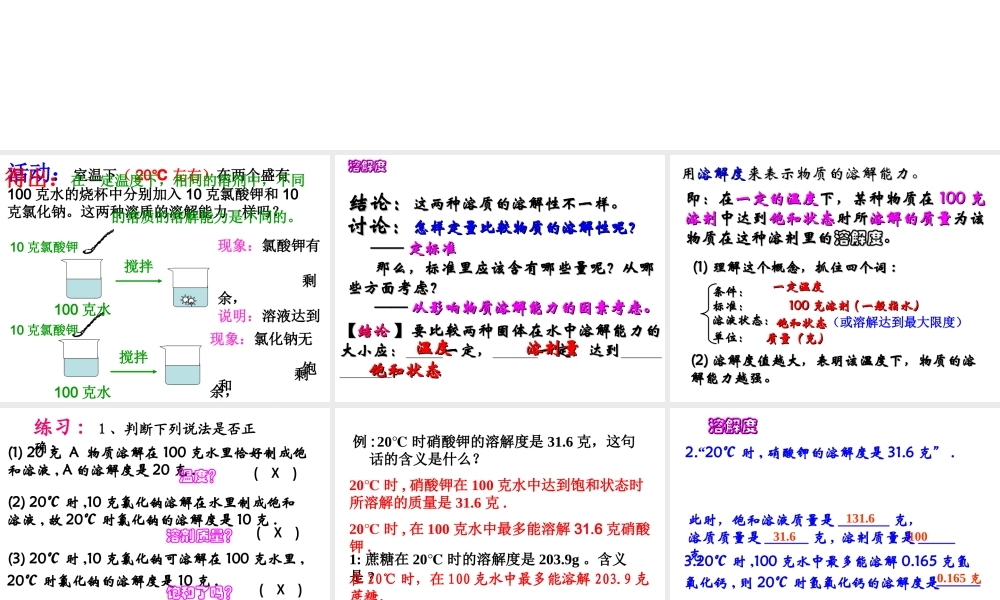 八年级科学上册 1.5 物质的溶解（第三课时）课件 浙教版