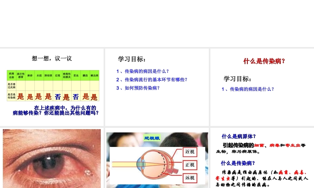 八年级生物下册 第八单元 第一章 第一节 传染病及其预防课件1 （新版）新人教版-（新版）新人教版初中八年级下册生物课件