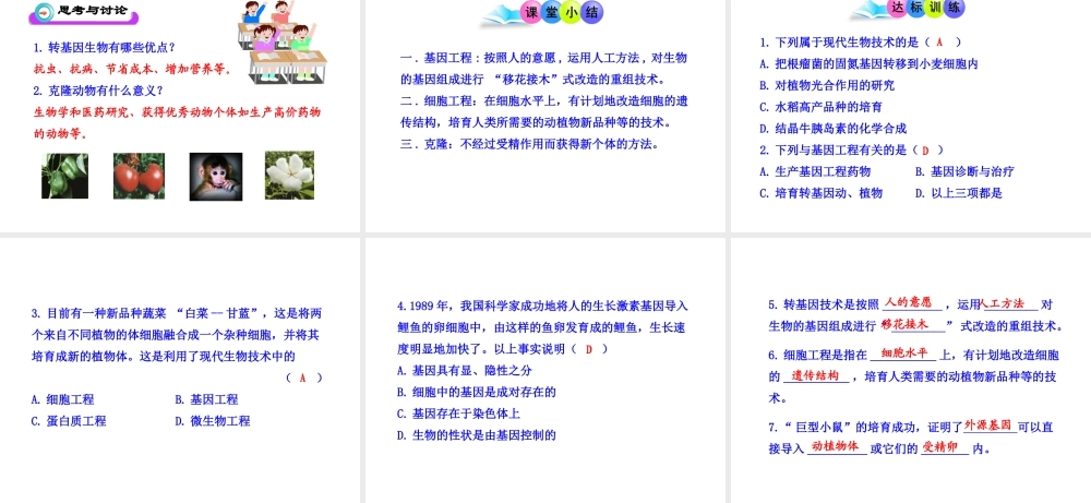 八年级生物下册 第8单元 第21章 第一节 现代生物技术的应用课件 苏教版