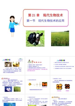 八年级生物下册 第8单元 第21章 第一节 现代生物技术的应用课件 苏教版