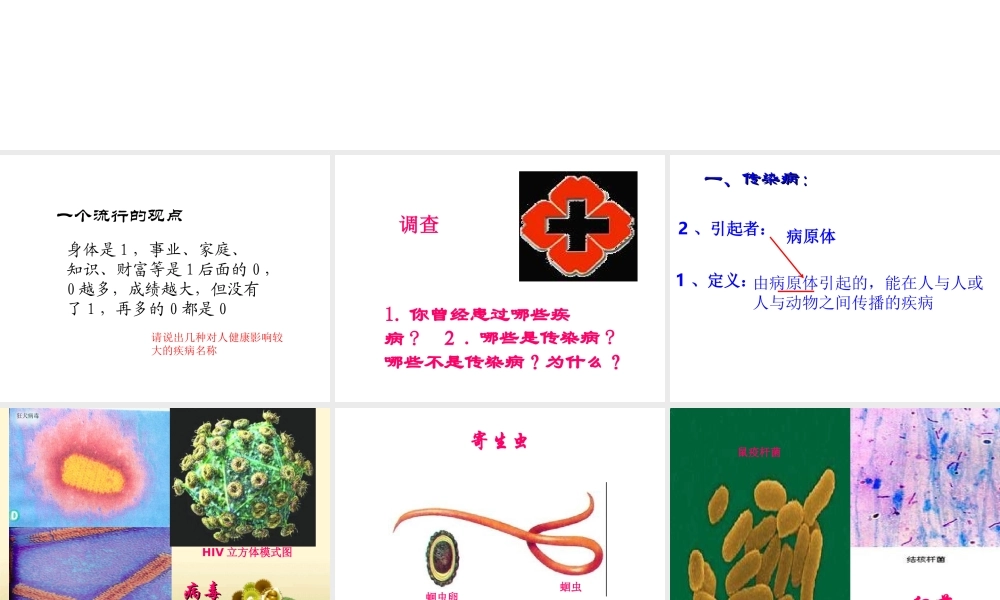 八年级生物下册 第八单元 第一章 第一节 传染病及其预防课件1 新人教版