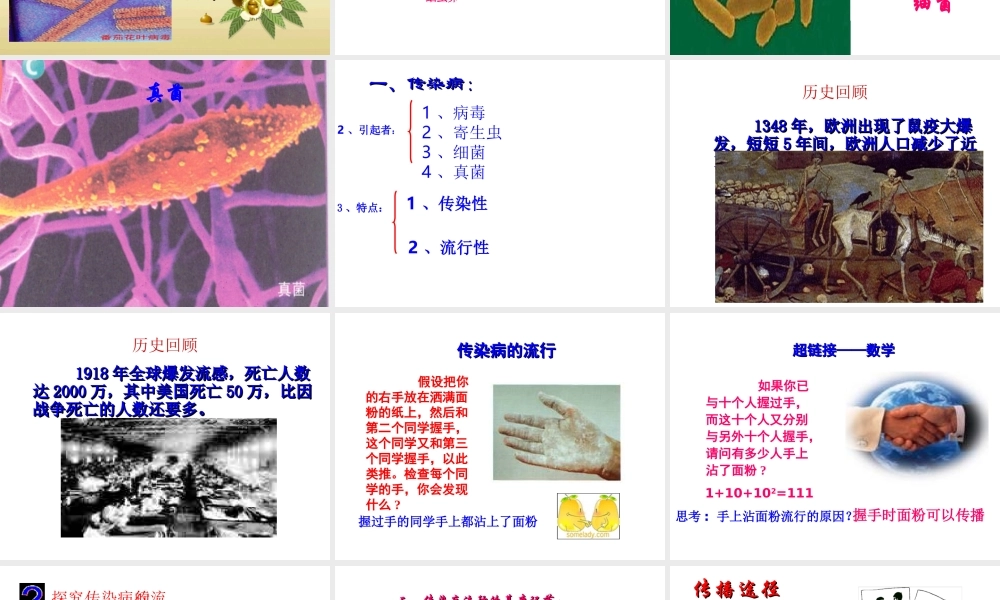 八年级生物下册 第八单元 第一章 第一节 传染病及其预防课件1 新人教版