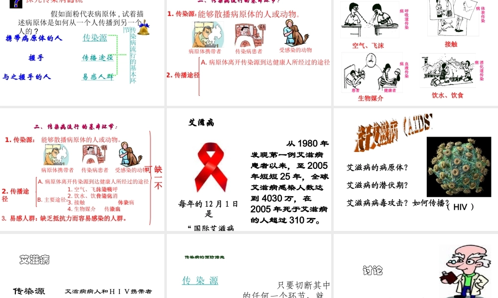 八年级生物下册 第八单元 第一章 第一节 传染病及其预防课件1 新人教版