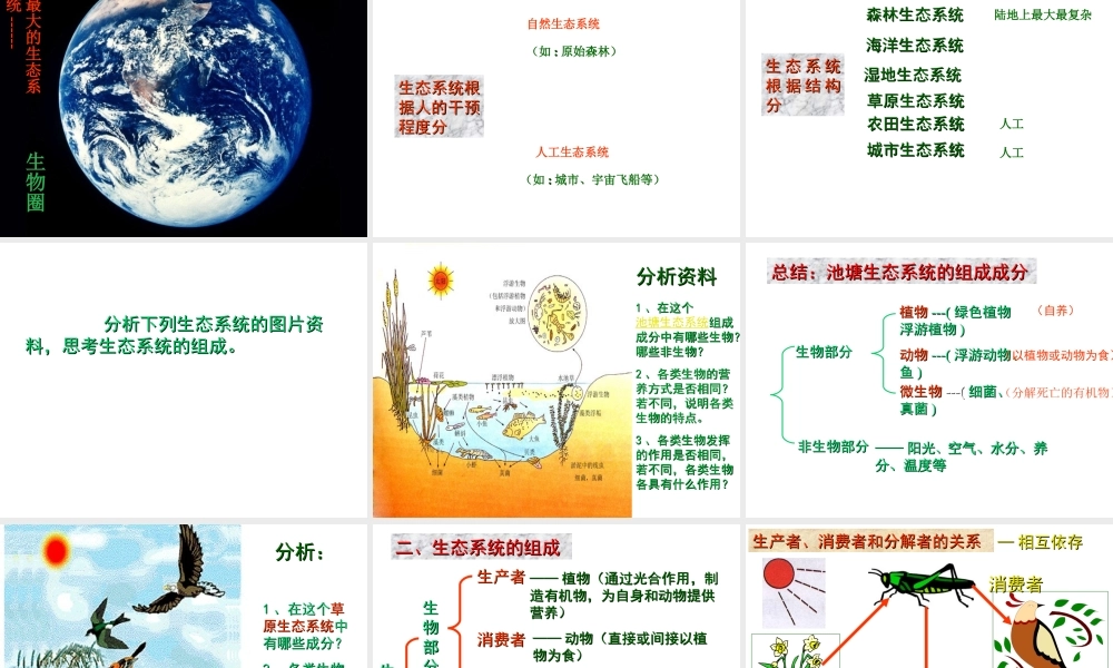 八年级生物下册 第8单元 第23章 第1节《生态系统概述》课件 北师大版