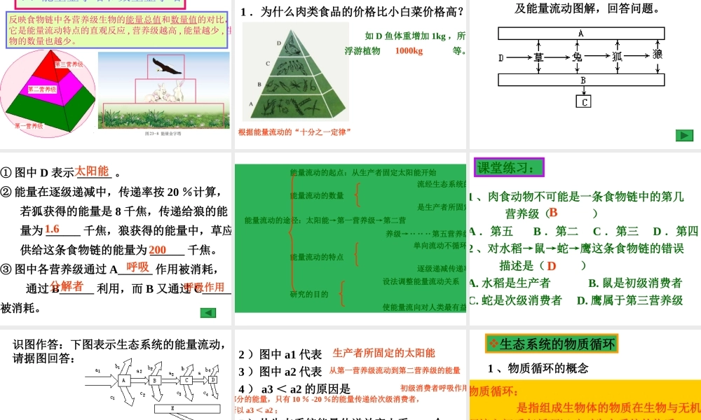 八年级生物下册 第8单元 第23章 第2节《生态系统的结构和功能》课件 北师大版
