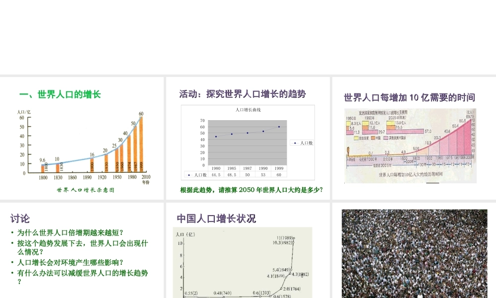 八年级生物下册 第8单元 第24章 第1节《人口增长与计划生育》课件 北师大版