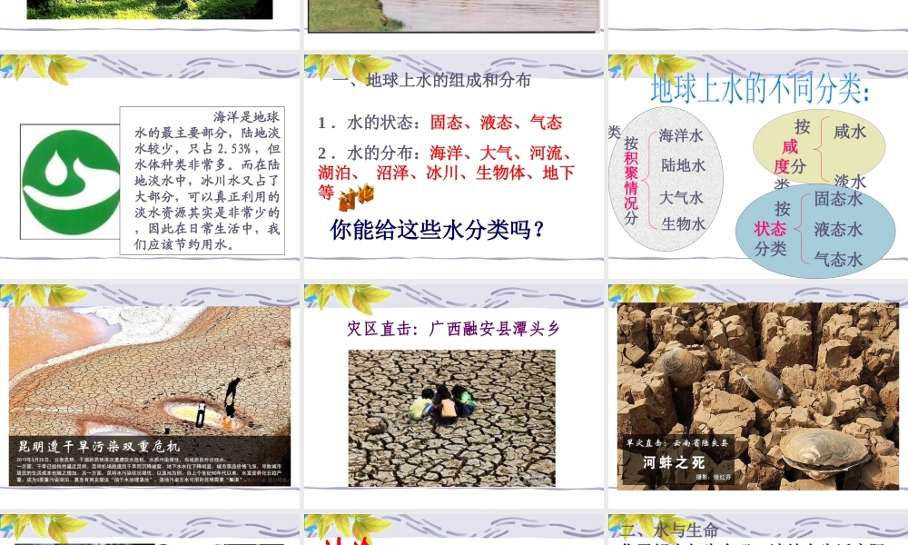 八年级科学上册 第1章 第一节 水在哪里 课件浙教版