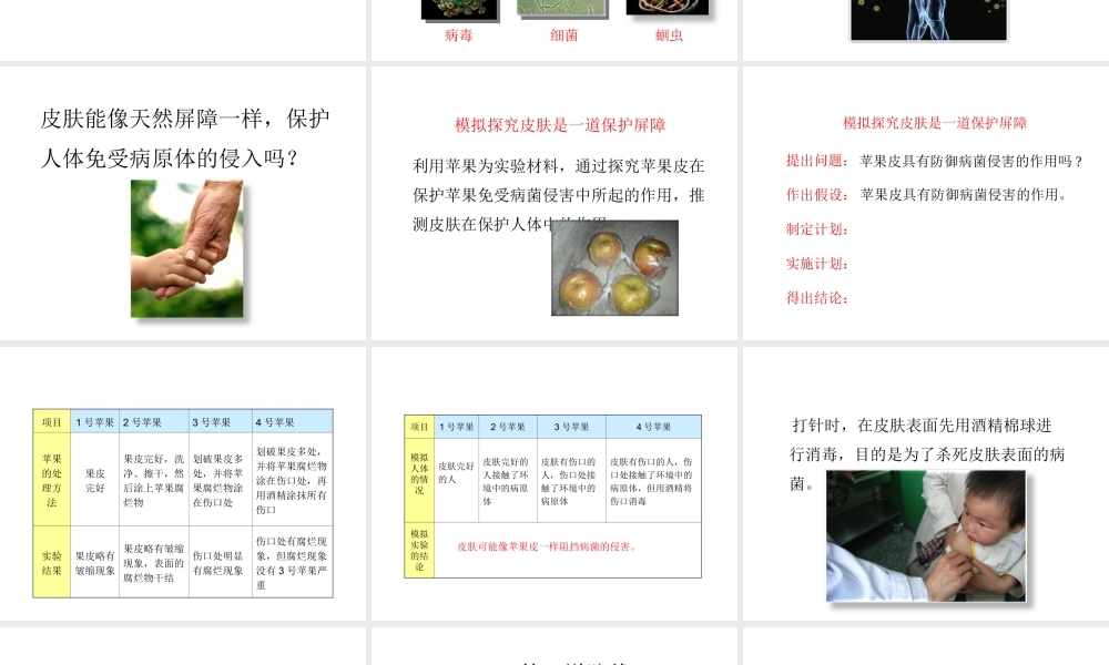 八年级生物下册 第8单元 健康地生活 第24章 第1节《人体的免疫防线》第1课时讲授课件 （新版）苏科版-（新版）苏科版初中八年级下册生物课件