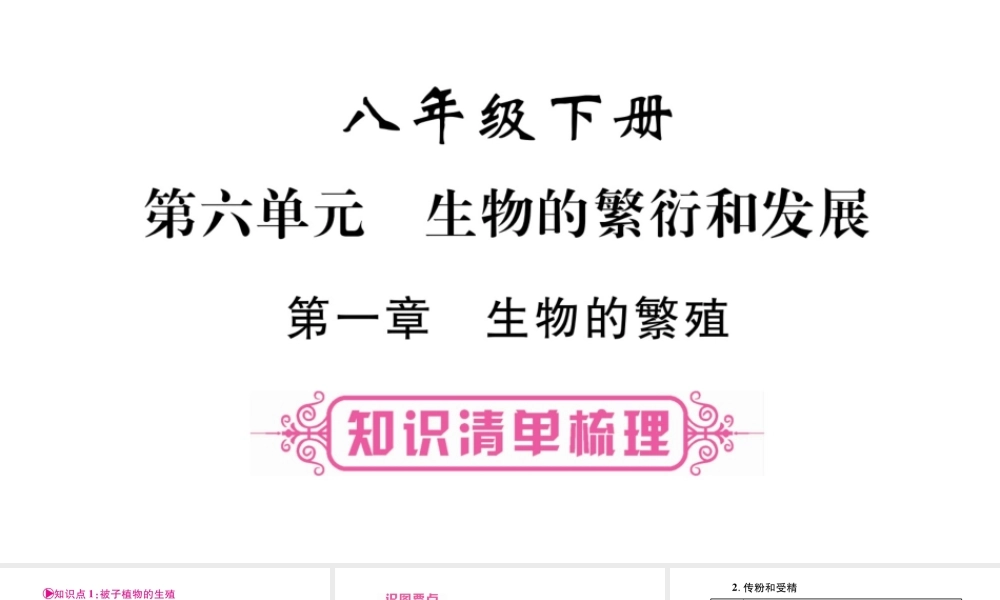 八年级生物下册 第6单元 第1章 生物的繁殖复习课件 （新版）冀教版-（新版）冀教版初中八年级下册生物课件