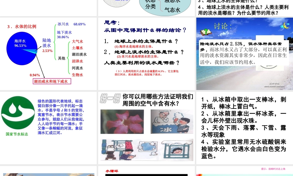 八年级科学上册 第1章 水和水的溶液 1.1《地球上的水》课件（3） 浙教版-浙教版初中八年级上册自然科学课件