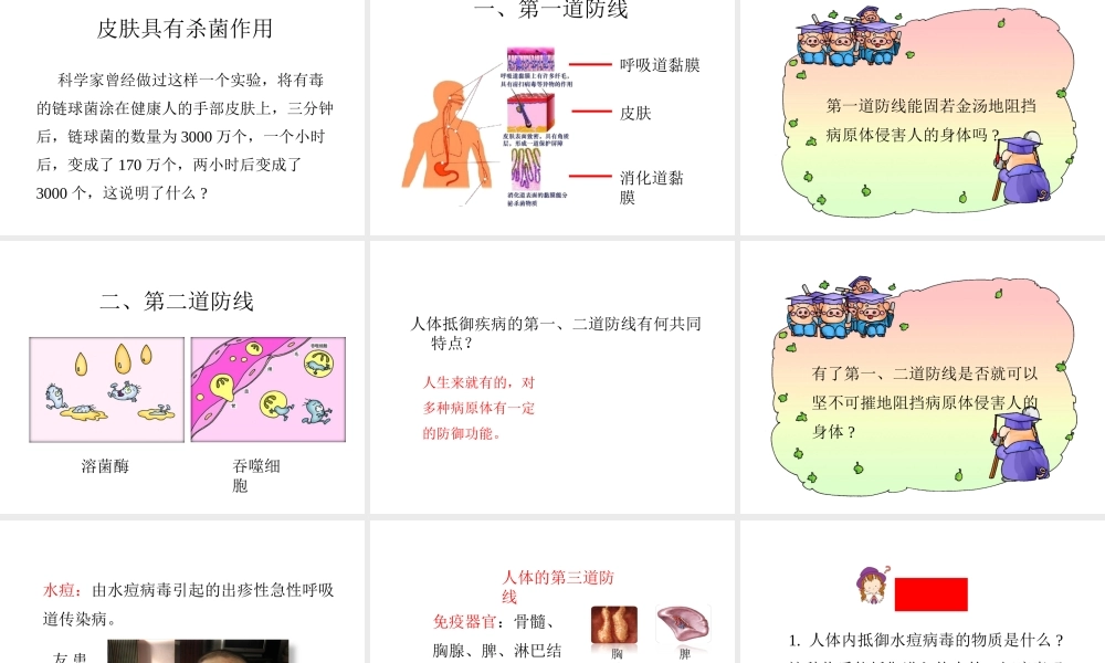 八年级生物下册 第8单元 健康地生活 第24章 第1节《人体的免疫防线》第1课时讲授课件 （新版）苏科版-（新版）苏科级下册生物课件