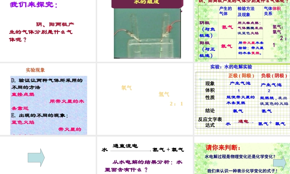 八年级科学上册 第1章 水和水的溶液 1.2《水的组成》课件（2） 浙教版-浙教版初中八年级上册自然科学课件