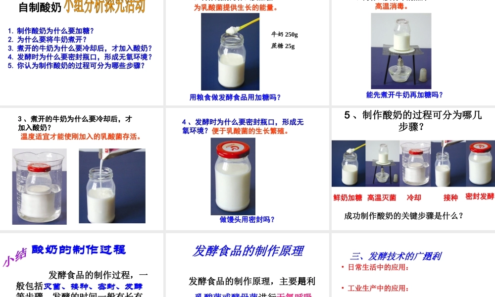 八年级生物下册 第八单元 第一章 第一节 发酵食品的制作课件 冀教版-冀教级下册生物课件